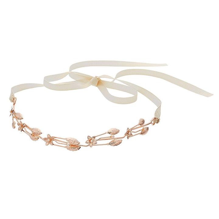 Lc Lauren Conrad Flower & Leaf Ribbon Tie Headband, Women's, Natural