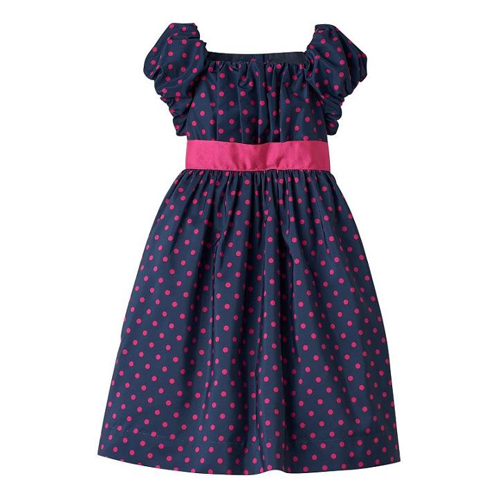 Girls 4-6x Chaps Polka-dot Dress, Girl's, Size: 4, Blue (navy)