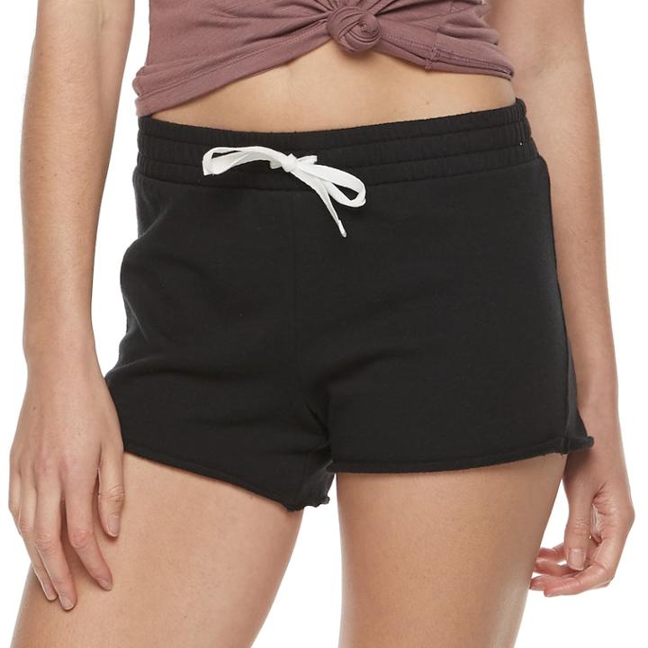 Juniors' So&reg; Tie Waist French Terry Shorts, Teens, Size: Xl, Black
