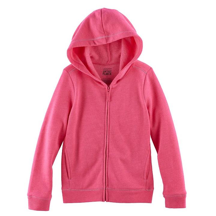 Girls 4-10 Jumping Beans&reg; Zip-front Hoodie With Sparkle Details, Size: 10, Pink