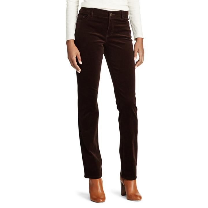 Petite Chaps 4-way Stretch Straight-leg Corduroy Pants, Women's, Size: 6p - Short, Brown