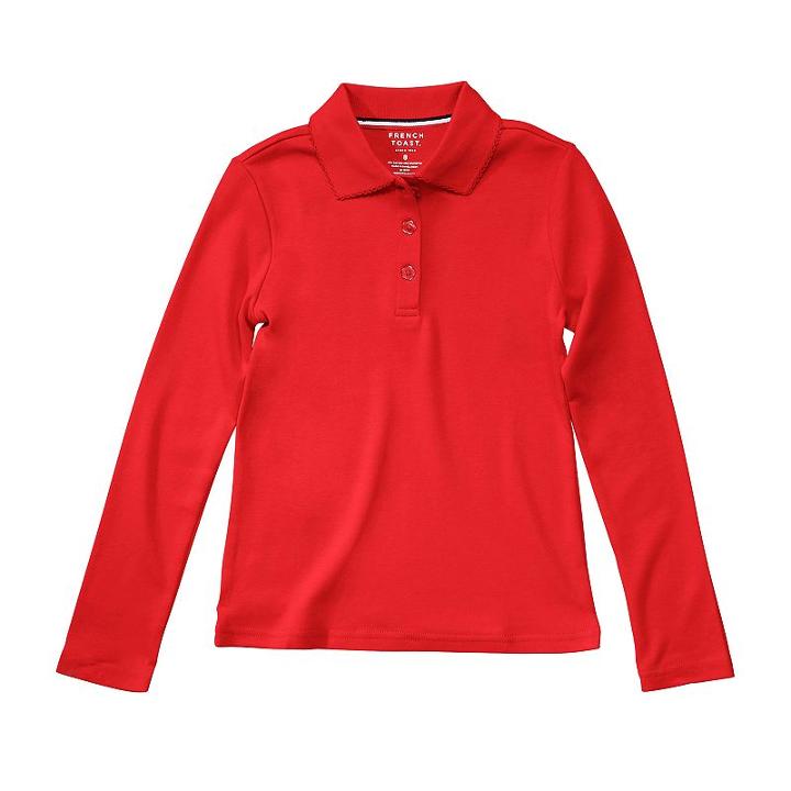 Girls 7-20 & Plus Size French Toast School Uniform Long-sleeved Polo Shirt, Girl's, Size: 14-16, Red