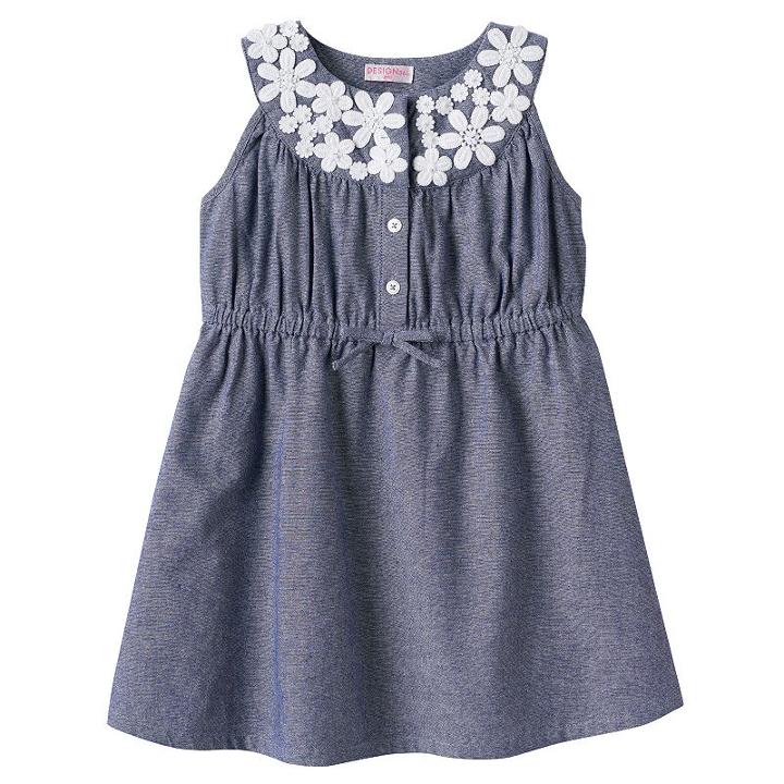 Girls 4-6x Design 365 Floral Chambray Dress, Girl's, Size: 5, Brt Blue