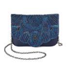 Lenore By La Regale Art Deco Beaded Flap Envelope Clutch, Women's, Blue (navy)