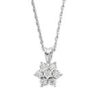 Sterling Silver 1/10 T.w. Diamond Cluster Flower Pendant Necklace, Women's, Size: 18, White