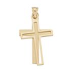 14k Gold Dual Cross Pendant, Women's