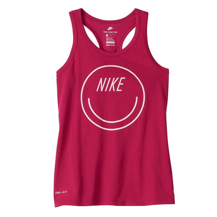 Girls 7-16 Nike Smiley Face Racerback Tank Top, Girl's, Size: Large, Dark Red