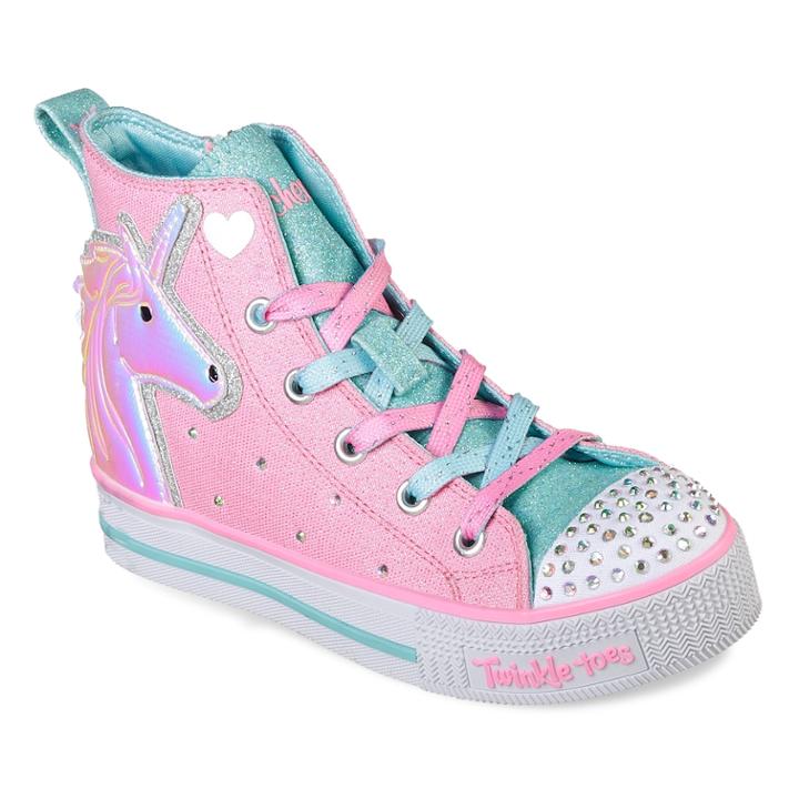 Skechers Twinkle Toes Twinkle Lite Unicorn Friends Girls' Light Up High Top Shoes, Size: 4, Orange