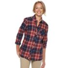 Women's Sonoma Goods For Life&trade; Essential Supersoft Flannel Shirt, Size: Small, Dark Red