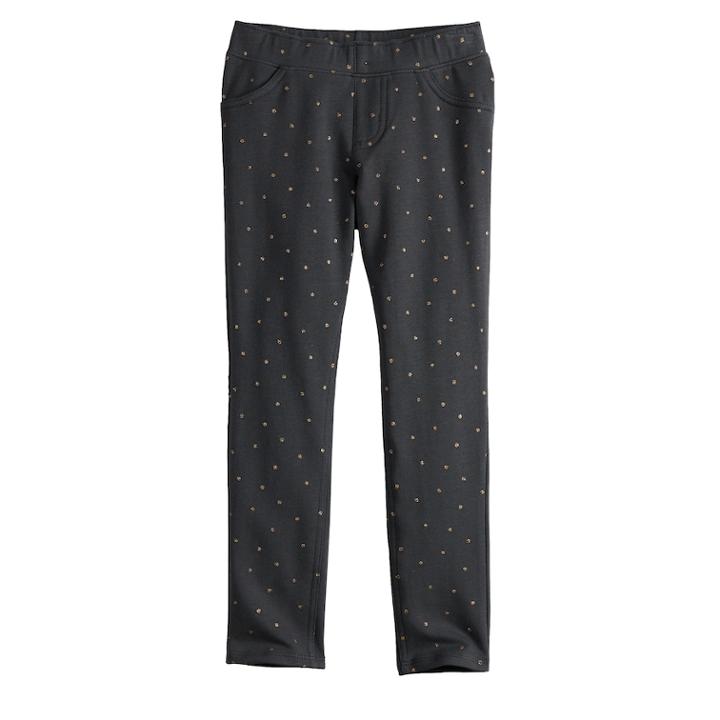 Girls 4-10 Jumping Beans&reg; Printed French Terry Jeggings, Size: 7, Dark Grey
