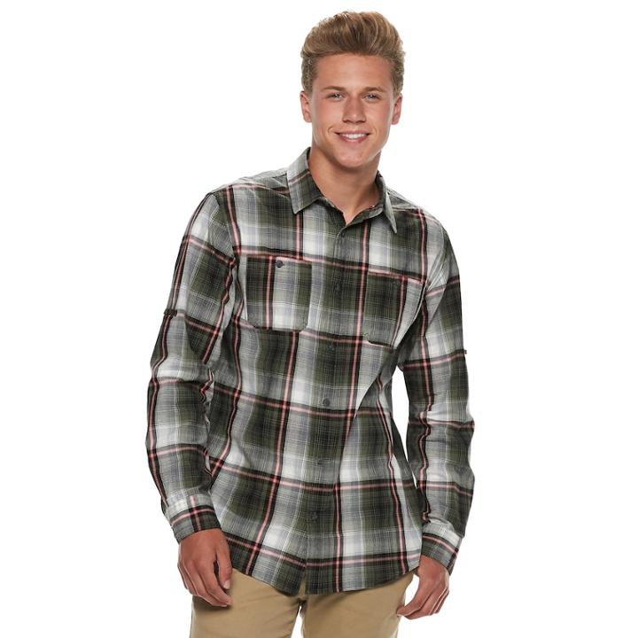 Men's Urban Pipeline&reg; Workwear Button-down Shirt, Size: Large, Dark Green