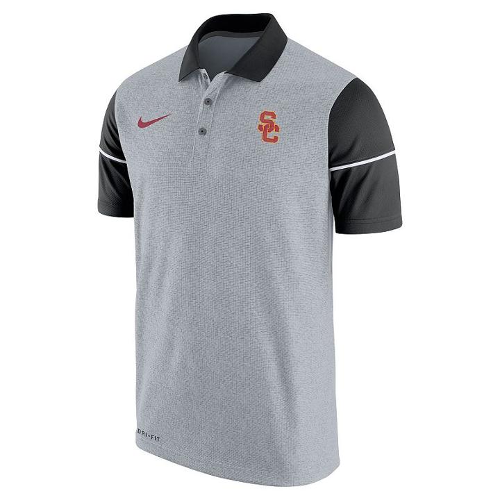 Men's Nike Usc Trojans Sideline Dri-fit Polo, Size: Medium, Grey