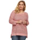 Plus Size Croft & Barrow&reg; Open-work High-low Sweater, Women's, Size: 1xl, Lt Orange