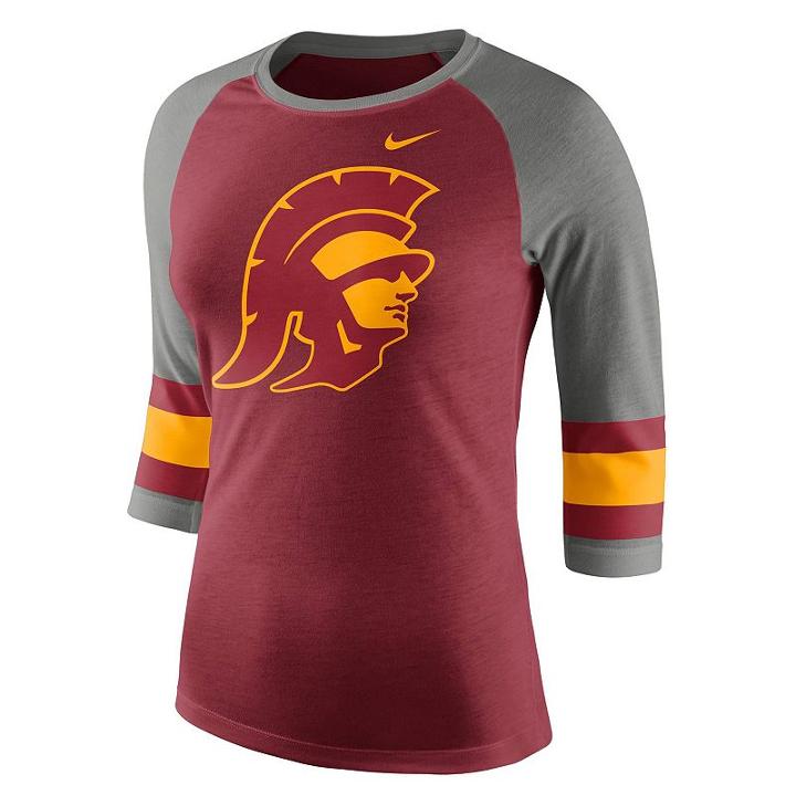 Women's Nike Usc Trojans Striped Sleeve Tee, Size: Medium, Red