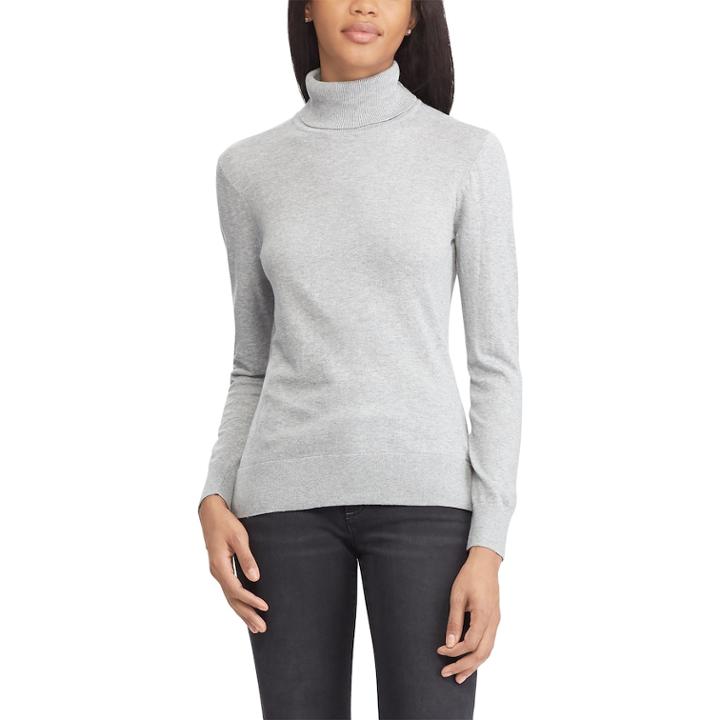 Women's Chaps Ribbed Turtleneck Sweater, Size: Xs, Grey