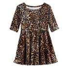 Toddler Girl Jumping Beans&reg; Velour Cheetah Skater Dress, Size: 3t, Lt Beige