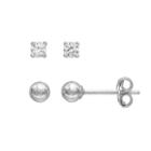 Primrose Sterling Silver Cubic Zirconia Ball Stud Earring Set, Women's, White