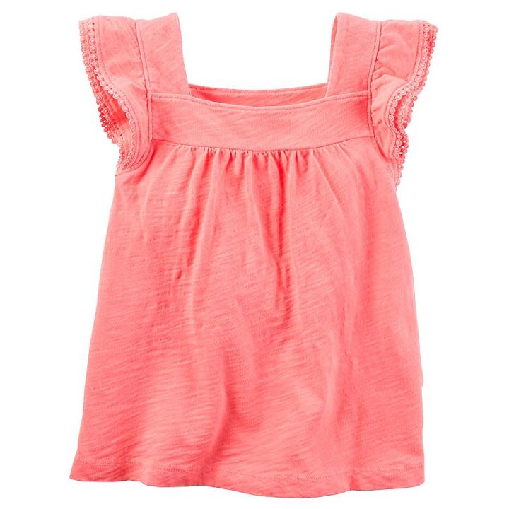Girls 4-8 Carter's Pom Slubbed Tee, Girl's, Size: 8, Lt Orange