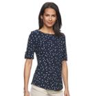 Women's Croft & Barrow&reg; Printed Slubbed Tee, Size: Medium, Blue