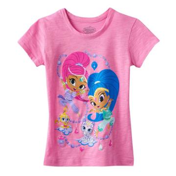 Girls 4-6x Shimmer And Shine Tee, Girl's, Size: 6, Med Pink