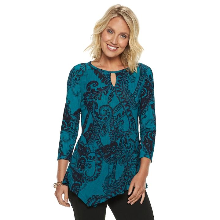 Women's Dana Buchman Keyhole Asymmetrical Top, Size: Xs, Dark Blue