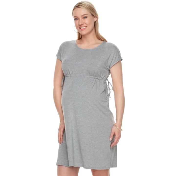 Maternity A:glow Empire T-shirt Dress, Women's, Size: L-mat, Dark Grey