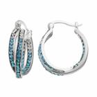Confetti Blue Crystal Twist Inside Out Hoop Earrings, Women's