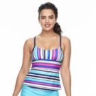 Women's Adidas Easy Striped D-cup Tankini Top, Size: Medium, Light Red
