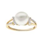 Pearlustre By Imperial 10k Gold Freshwater Cultured Pearl & 1/10 Carat T.w. Diamond Ring, Women's, Size: 7, White