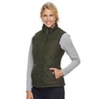 Women's Weathercast Quilted Faux-fur Lined Vest, Size: Large, Green