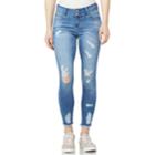 Juniors' Wallflower Mid-rise Destructed Ankle Skinny Jeans, Teens, Size: 7, Purple
