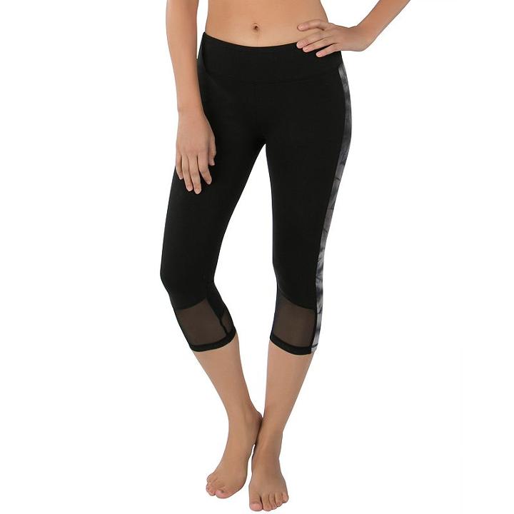 Women's Balance Collection Vicki Tie Dye Capris, Size: Large, Grey