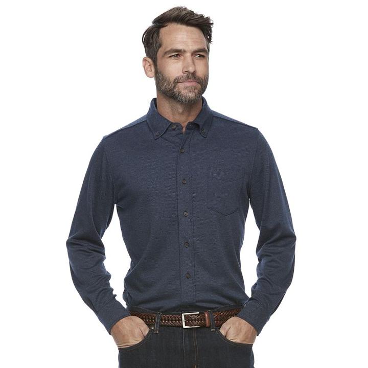 Men's Croft & Barrow&reg; Classic-fit Stretch Button-down Shirt, Size: Large, Blue