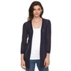 Women's Croft & Barrow&reg; Pointelle Open-front Cardigan, Size: Large, Blue