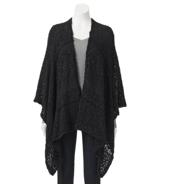 Lc Lauren Conrad Slubby Ruana, Women's, Black