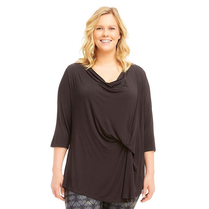 Plus Size Marika Curves Hannah Ruched Tee, Women's, Size: 0x, Black