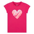 Girls 4-6x Nike Step Gradient Heart Tee, Girl's, Size: 6x, Dark Pink
