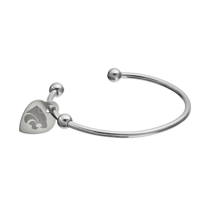 Fiora Stainless Steel Kansas State Wildcats Charm Cuff Bracelet, Women's, Size: 7.5, Grey