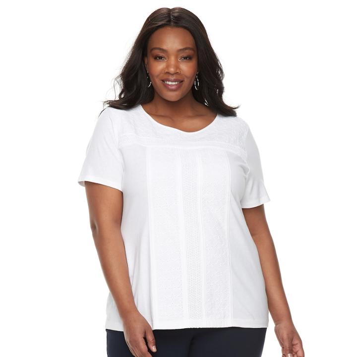 Plus Size Croft & Barrow&reg; Eyelet Tee, Women's, Size: 1xl, Natural