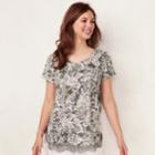 Women's Lc Lauren Conrad Lace-trim Top, Size: Large, Oxford