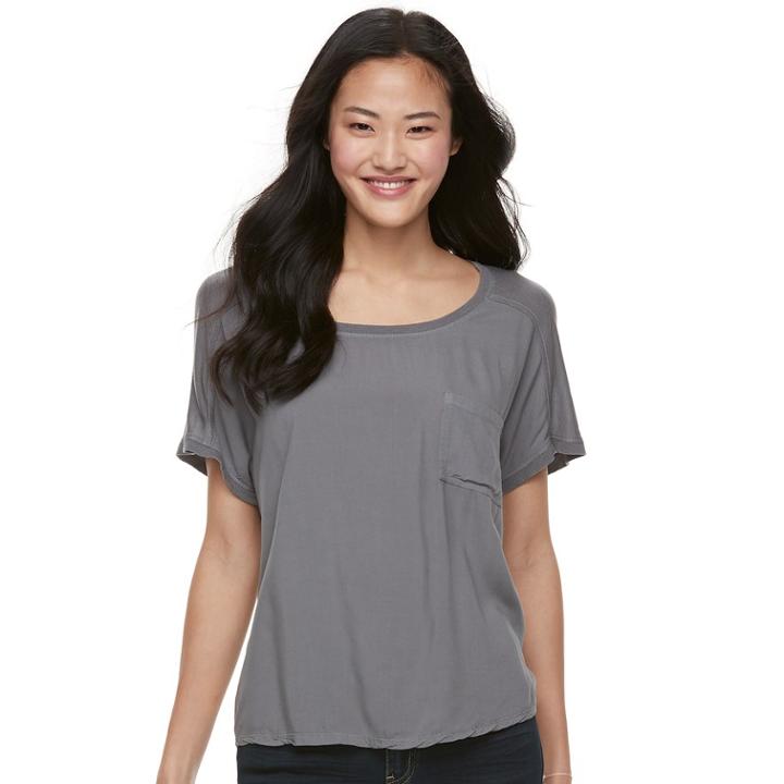 Juniors' So&reg; Solid Raglan Dolman Tee, Teens, Size: Medium, Med Grey