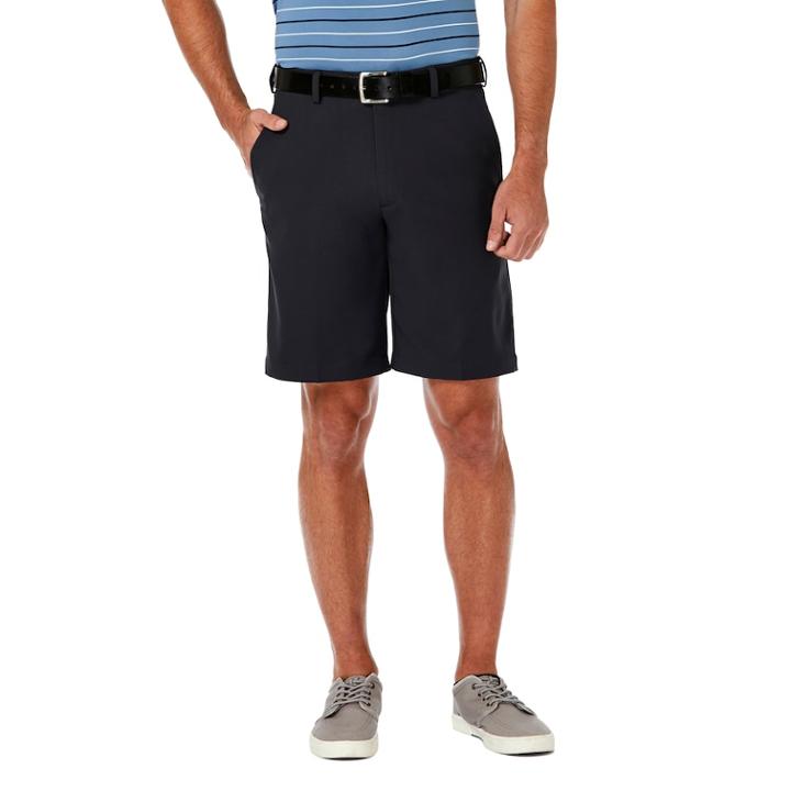 Men's Haggar&reg; Cool 18&reg; Pro Straight-fit Solid Flat-front Shorts, Size: 42, Black