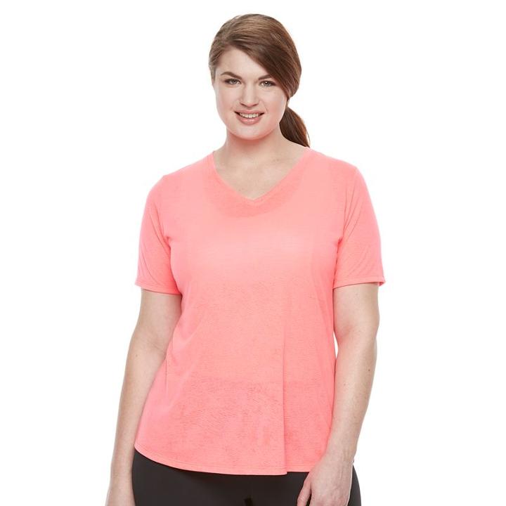 Plus Size Tek Gear&reg; Burnout Tee, Women's, Size: 1xl, Brt Pink