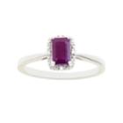 Sterling Silver Ruby & Diamond Accent Rectangle Halo Ring, Women's, Size: 5, Red