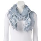Women's Chaps Floral Double Ruffle Oblong Scarf, Med Blue