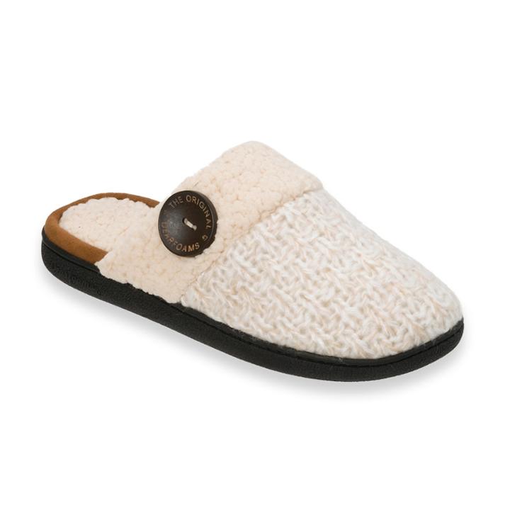 Women's Dearfoams Textured Knit Closed Toe Scuff Slippers, Size: Xl, Beige Oth