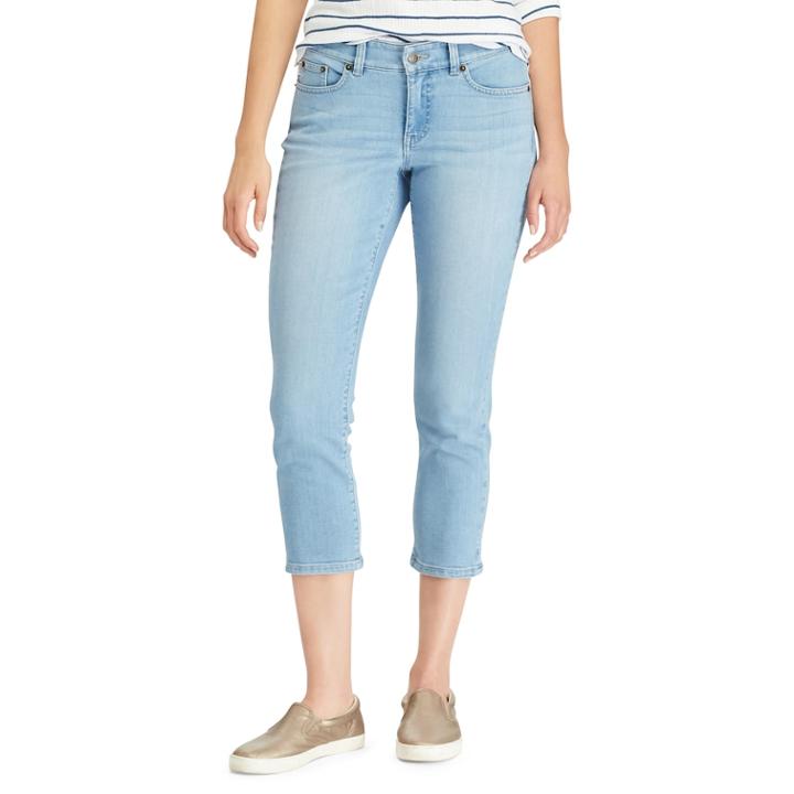 Women's Chaps Slim Fit Capri Jeans, Size: 6, Blue