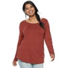 Juniors' Plus Size Mudd&reg; Crewneck Tee, Teens, Size: 2xl, Med Brown