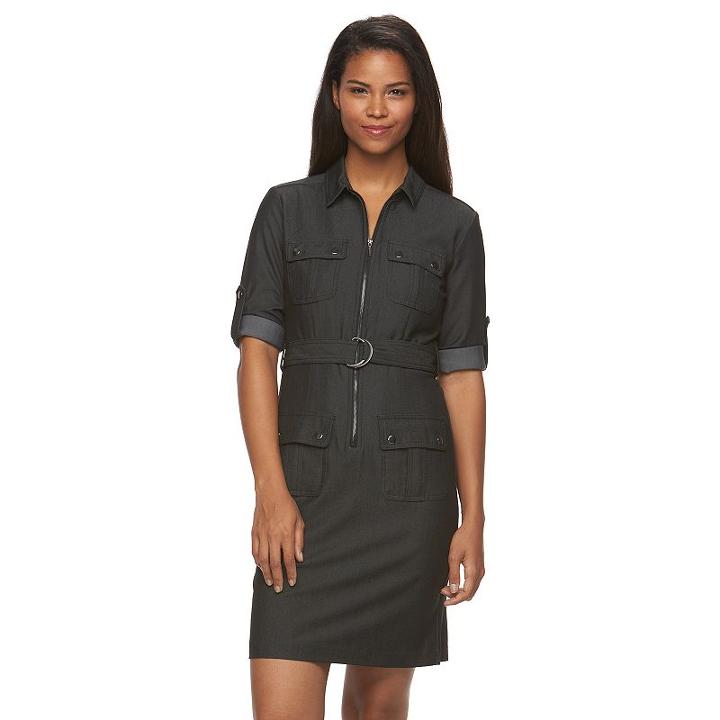 Women's Sharagano Career Denim Shirt Dress, Size: 16, Black