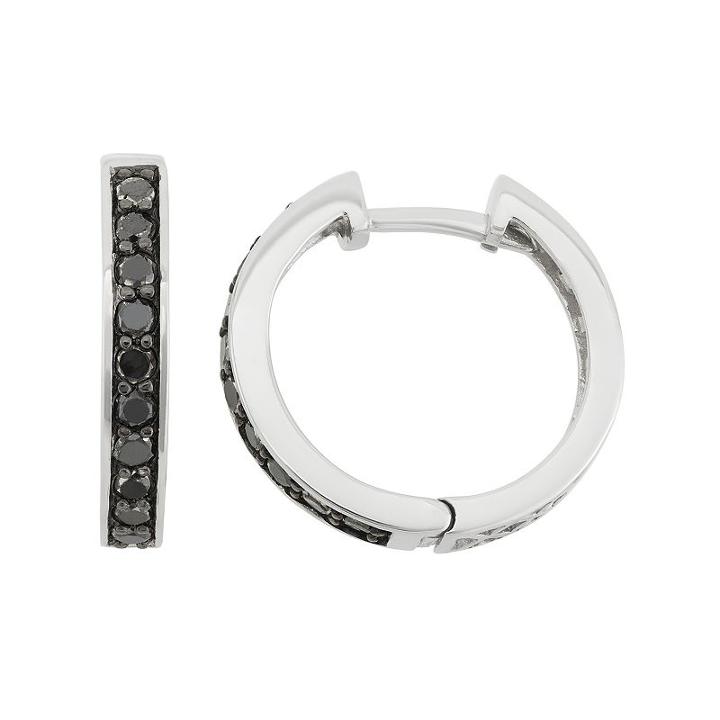 1 Carat T.w. Black Diamond Hoop Earrings, Women's